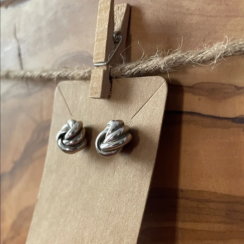 Elegant Sterling Silver Love Knot Stud Earrings